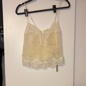 Skims Creamish yellow Lace Trim Cami Top ( sheer)